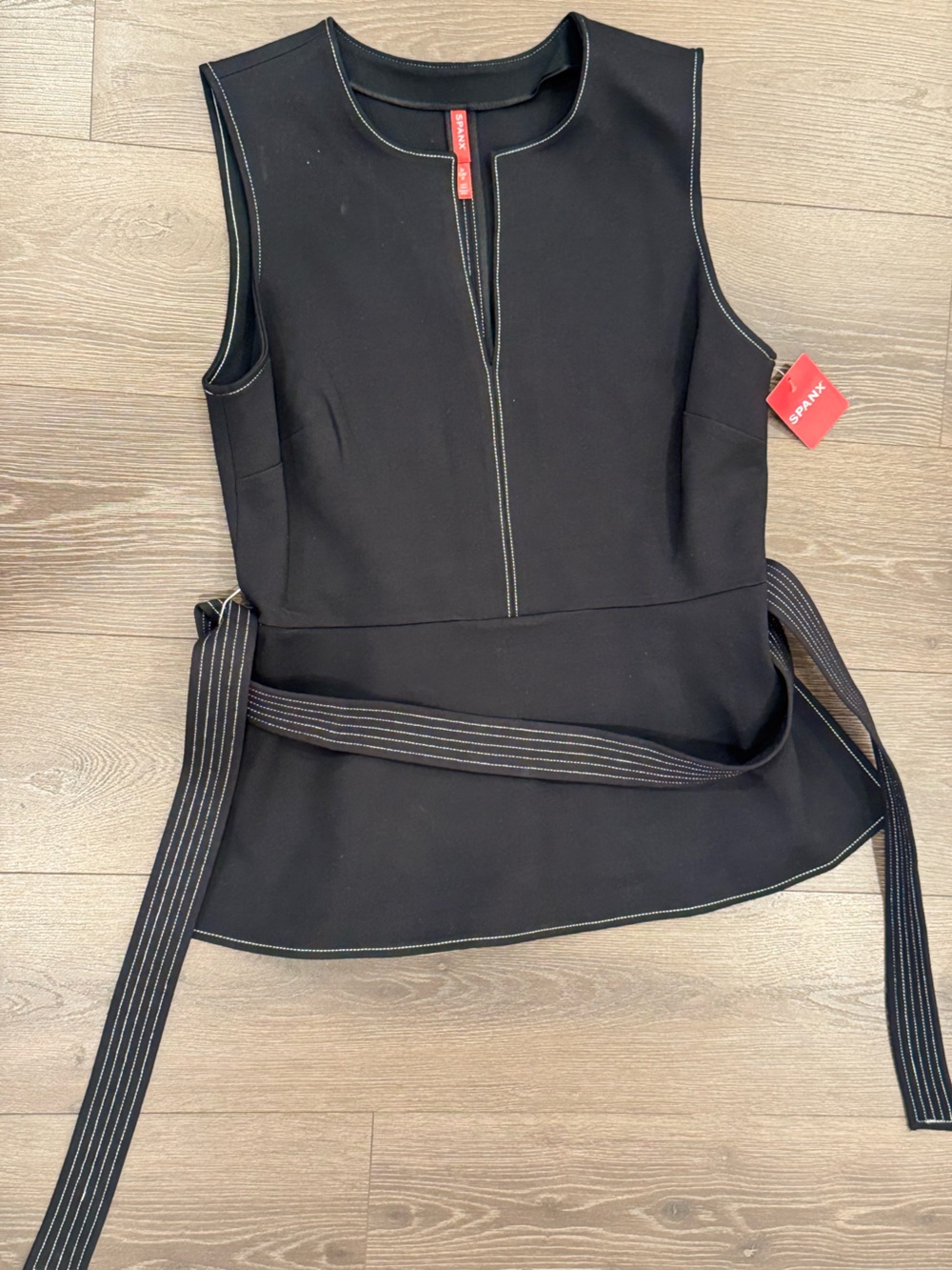 SPANX Ponte Contrast Tie Top Black S NWT $110 Retail